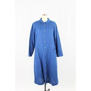 GUDRUN SJODEN Lagenlook Blue Cotton Linen Oversized Tunic Shirt Dress, Size M
